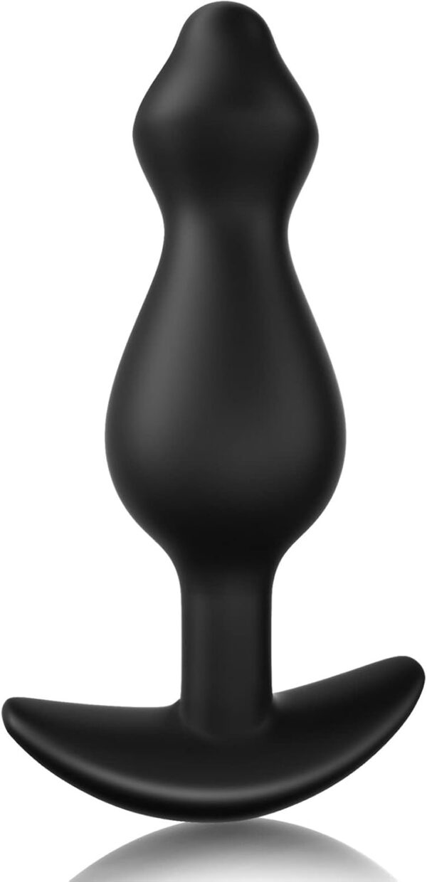 Anal Plug, Silicone Butt Plug Anal Beads for Comfortable Long-Term Wear Prostate Massager Sex Toy with Narrow Flared Base & Long Neck for Men Women (S)
