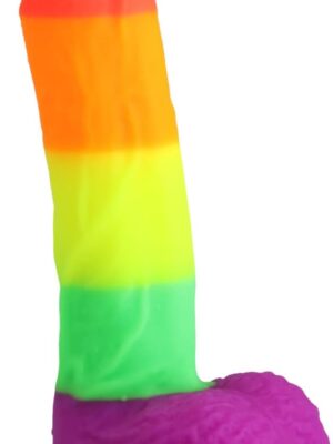 8.1 Inch Realistic Rainbow Dildo with Strong Suction Cap Base for Hands-Free Play, Ultra-Soft and Flexible Cock for G Spot Anal Play Adult Sex Toys for Women and Men and Couples (Rainbow)