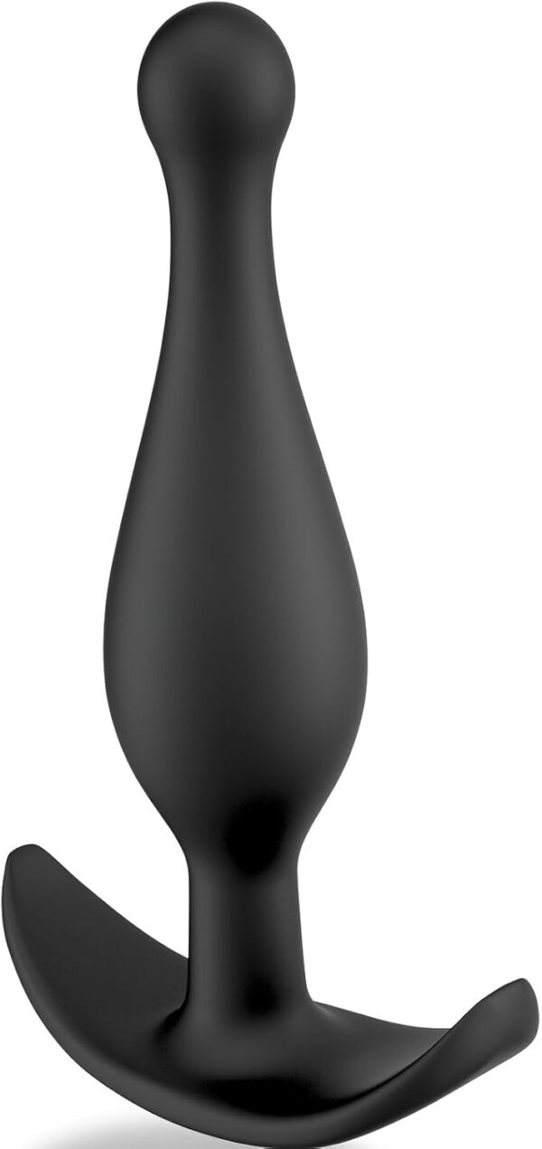 Anal Plug with Safe Curved Base for The Beginners Comfortable Long-Term Wear Butt Plug Black Tapered Sex Toy for Men Women Masturbation