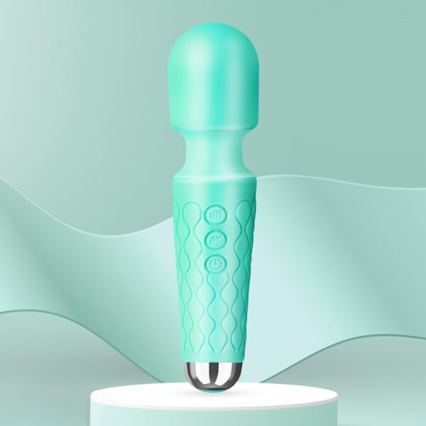 Personal Massager - Handheld Wand Feature, Quiet & Waterproof - 20 Speeds 8 Patterns Cordless Vibrating for Neck, Back Pain, Tension Relief & Sports Recovery-Light-Blue