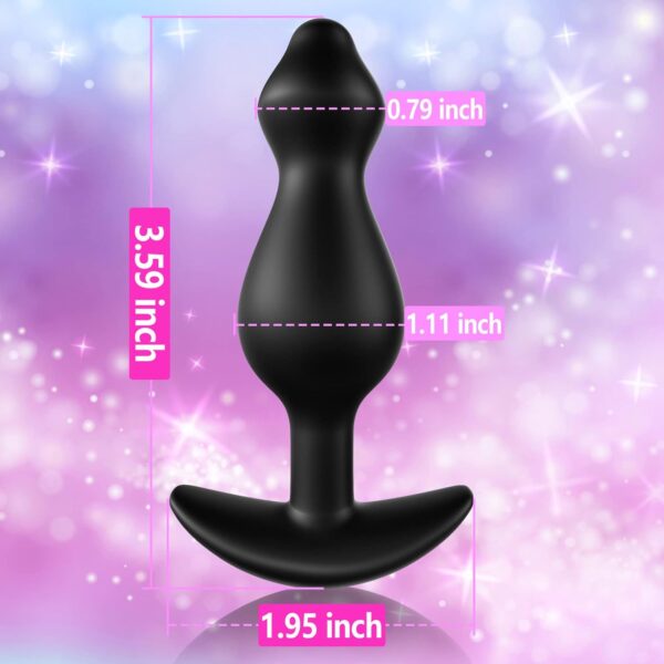 Anal Plug, Silicone Butt Plug Anal Beads for Comfortable Long-Term Wear Prostate Massager Sex Toy with Narrow Flared Base & Long Neck for Men Women (S)