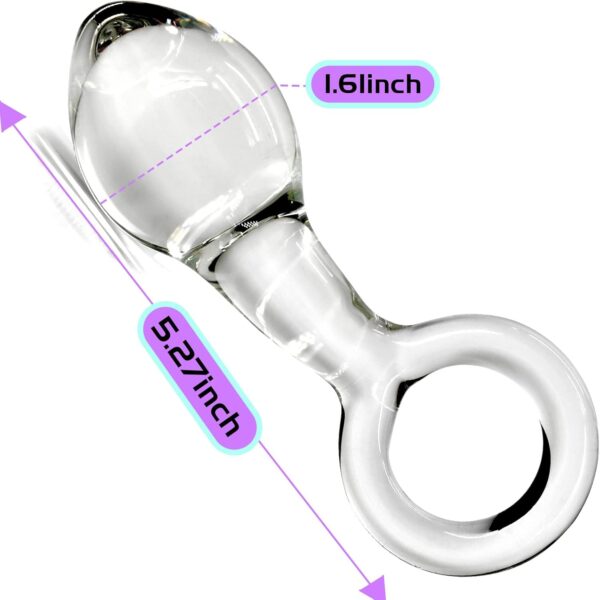 Glass Butt Plug with Pull Loop Anal Plug Prostate Massager Anal Dilator with Long Neck and Tapered Head Fetish Masturbation Sex Toy for Men Women, 5.27 x 1.61 inch