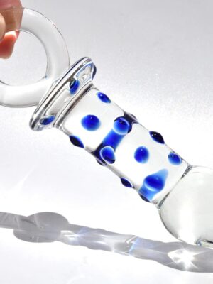 Glass Butt Plug Anal Plug Prostate Massager with Bumps and Pull Loop Fetish Anal Dilator Masturbation Sex Toy for Men Women