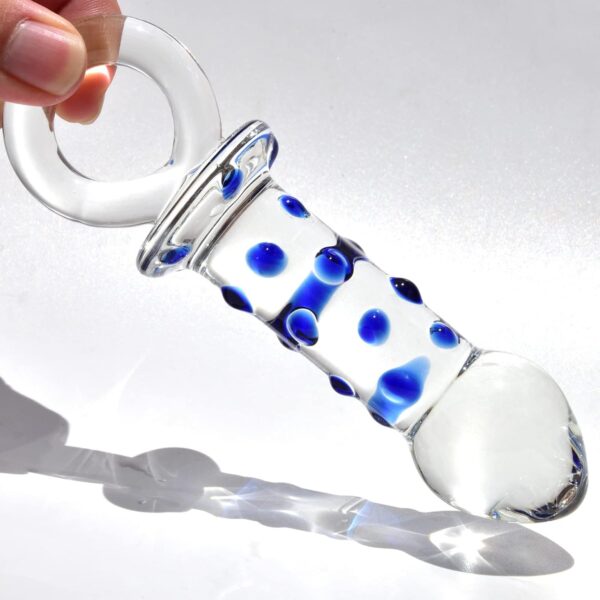 Glass Butt Plug Anal Plug Prostate Massager with Bumps and Pull Loop Fetish Anal Dilator Masturbation Sex Toy for Men Women