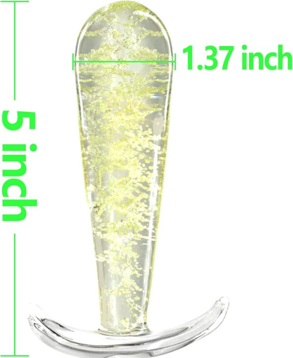 Luminous Anal Plug Glass Butt Plug with Curved Based Tapered Prostate Massager Sex Toy with Long Stem for Men Women Masturbation