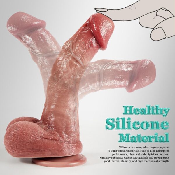 Realistic Dildos for Beginners, Soft Liquid Silicone Dildo with Strong Suction Cup for Hands-Free Play, 8.6 in Lifelike Anal Dildo Fake Penis G Spot Stimulator Adult Sex Toys for Women&Couple